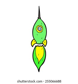 retro comic book style cartoon spaceship