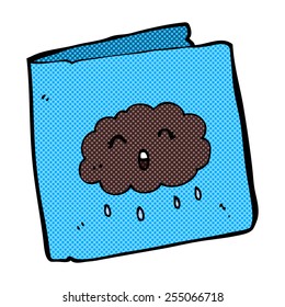 retro comic book style cartoon card with cloud pattern