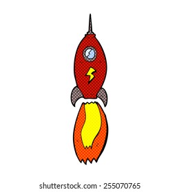 cohete de dibujos animados estilo libro de historietas retro