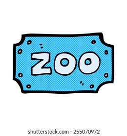 retro comic book style cartoon zoo sign