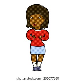 retro comic book style cartoon woman making excuses