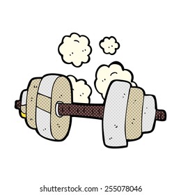 retro comic book style cartoon dumbbell