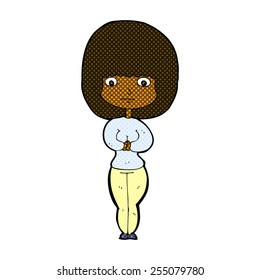retro comic book style cartoon shy woman