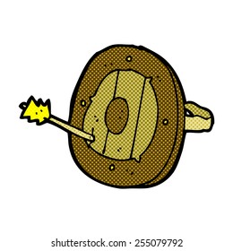 escudo de dibujos animados estilo libro de historietas retro con flecha