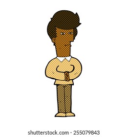 retro comic book style cartoon man narrowing his eyes