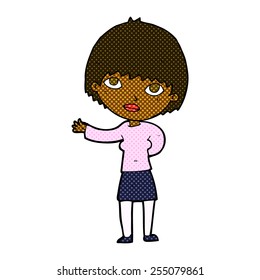 retro comic book style cartoon woman explaining