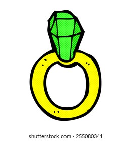anillo de rubí de dibujos animados estilo libro de historietas retro
