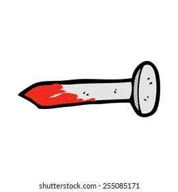 retro comic book style cartoon bloody nail