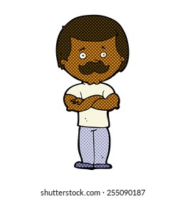 retro comic book style cartoon manly mustache man