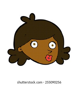 retro comic book style cartoon pretty face