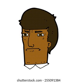 caricatura estilo libro de historietas retro hombre estrechando los ojos