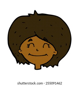 retro comic book style cartoon happy female face