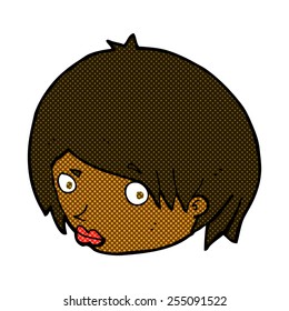 retro comic book style cartoon female face with raised eyebrow
