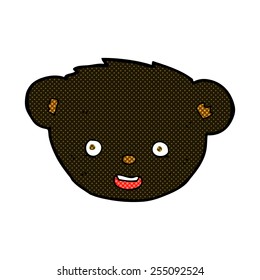 retro comic book style cartoon black bear face