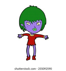 retro comic book style cartoon vampire girl