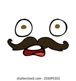 retro comic book style cartoon mustache face
