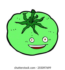 retro comic book style cartoon green tomato
