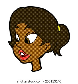 retro comic book style cartoon friendly woman