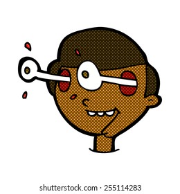 retro comic book style cartoon excited boy's face