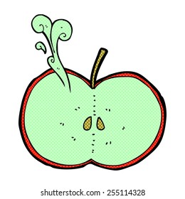 retro comic book style cartoon sliced apple