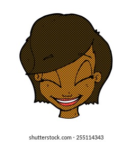 retro comic book style cartoon pretty female face