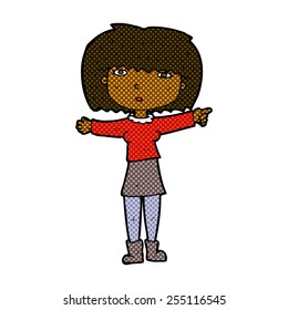Retro Comic-Stil Cartoon Girl Zeig