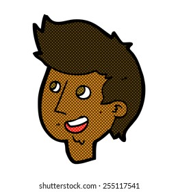 retro comic book style cartoon happy boy face