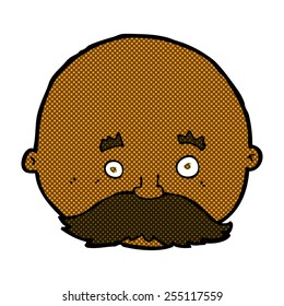 retro comic book style cartoon bald man with mustache