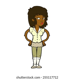 retro comic book style cartoon pretty woman with hands on hips