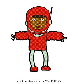 retro comic book style cartoon astronaut