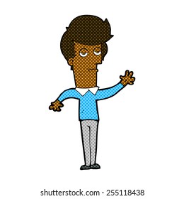 historieta estilo retro caricatura de un hombre aburrido ondeando