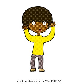 retro comic book style cartoon startled boy