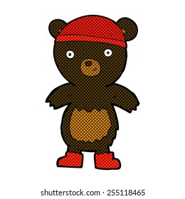 retro comic book style cartoon cute black bear