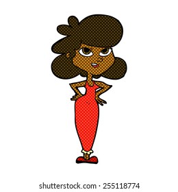 Cartoon-Mädchen im Retro-Comic-Stil mit Hüften