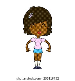 retro comic book style cartoon happy pretty woman