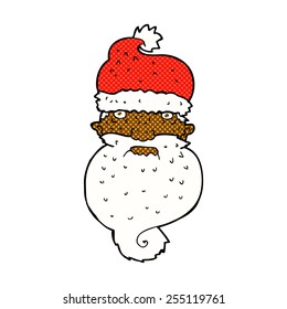 retro comic book style cartoon grim santa face