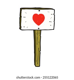 retro comic book style cartoon love heart sign post
