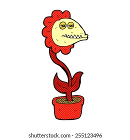 retro comic book style cartoon monster flower