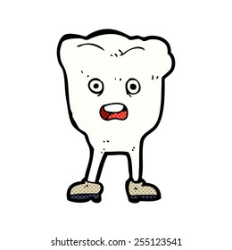 retro comic book style cartoon tooth looking afraid
