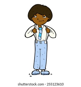 retro comic book style cartoon man wearing braces