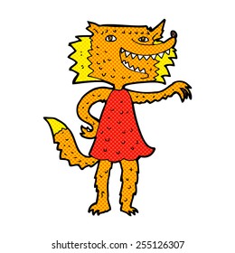 retro comic book style cartoon fox girl