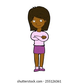 retro comic book style cartoon friendly girl rolling eyes