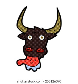 retro comic book style cartoon cow face