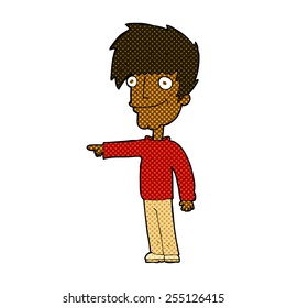 retro comic book style cartoon happy man pointing