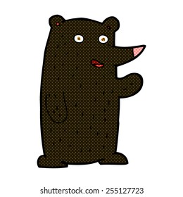 retro comic book style cartoon waving black  bear