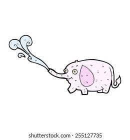 caricatura estilo libro de historietas retro divertido elefante pequeño chorreando agua