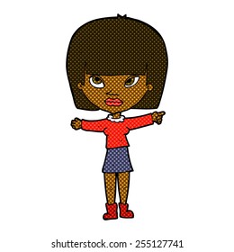 retro comic book style cartoon woman pointing