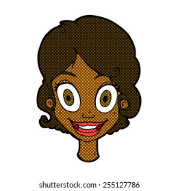 retro comic book style cartoon happy woman