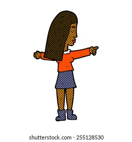 caricatura estilo libro de historietas retro señalando a una mujer