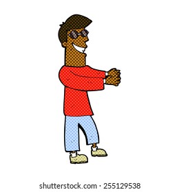 estilo de quadrinhos retrô desenho animado sorrindo homem usando óculos
